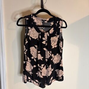 Talbots Black and Blush Floral Sleeveless Camisole